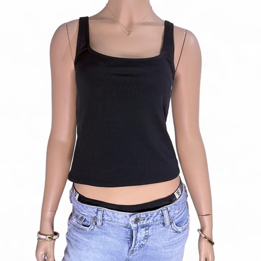 Vintage Catalina Black Square Neck Tank Top Womens S Fitted 90s Y2K Basics